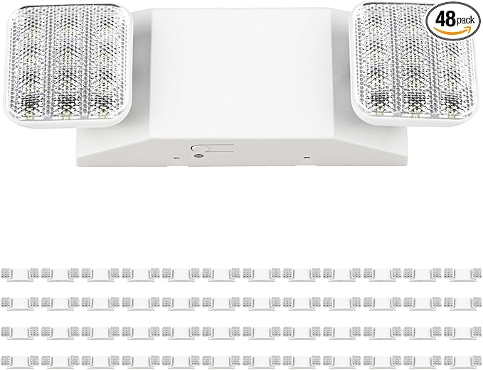Sunco 48 Pack LED Emergency Lights, Commercial Lighting for Business, Power Outages, Offices, with Backup Battery (90 Minutes), Wall Mount, Hard Wired, 120-277V, Fire Resistant (94V-0) UL