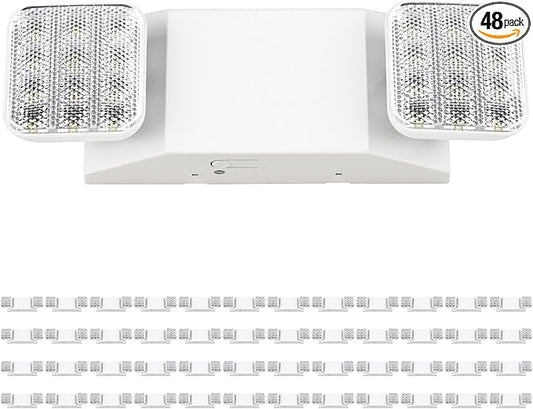 Sunco 48 Pack LED Emergency Lights, Commercial Lighting for Business, Power Outages, Offices, with Backup Battery (90 Minutes), Wall Mount, Hard Wired, 120-277V, Fire Resistant (94V-0) UL