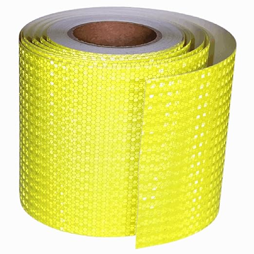 Fluorescent Yellow Reflective Tape Outdoor Waterproof 6 inch Wide, High Visibility Safety Warning Reflector Sticker Strips (68 feet)