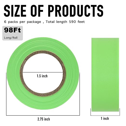 GEYYANG Flagging Tape Assorted Colors 6 Rolls,3.35 Mil Thick,1" x 98ft,Non-Adhesive Plastic Ribbon-Use As Trees Marking Tape, Boundary Marking,Surveyors,Caution, Survey