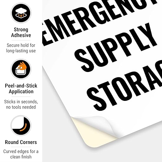 Notice Emergency Supply Storage Sign, 10x7 Inches, 4 Mil Vinyl Decal Stickers Weather Resistant, Made in USA by Sigo Signs