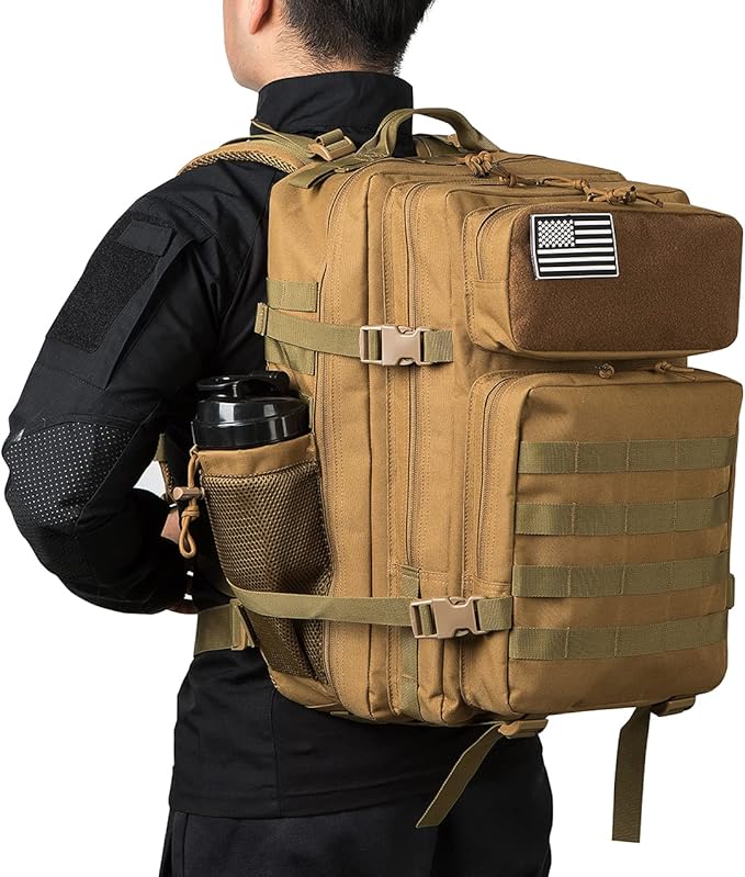 QT&QY 25L/45L Military Tactical Backpack For Men Molle Daypack 3 Day Bug Out Bag Hiking Rucksack With Bottle Holder