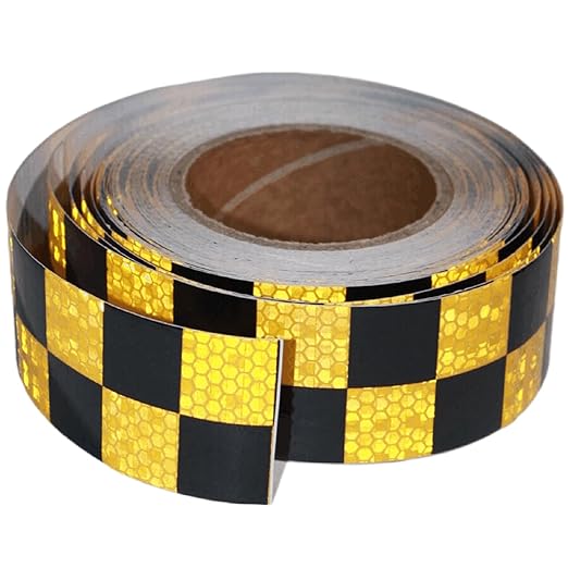 Reflective Tape Yellow Black 2 Inch x 68 Feet, Outdoor Waterproof Warning Reflector, Night Safety Stickers for Bicycles