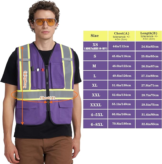 A-KSAFETY High Visibility Safety Vest for Men Women with Pockets and Zipper