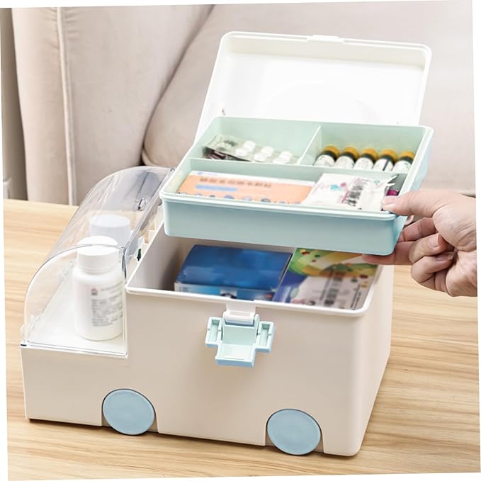 Medicine Storage Box Large Capacity First Aid Box Plastic Medical Supply Organizer with Compartments and Handle Medicine Storage, Organizer, First Aid, Medical