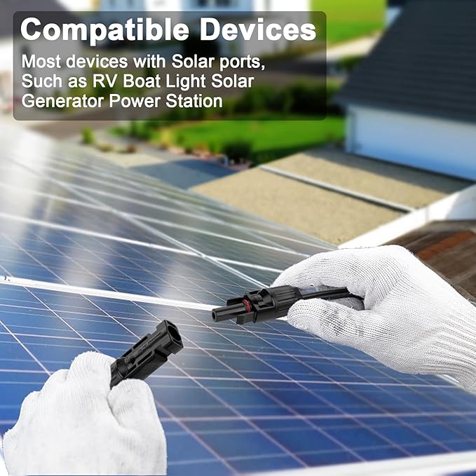 iGreely 10 Feet 12 AWG Solar Extension Cable with Solar Panel Female and Male Connector Solar Panel Adapter 12 Gauge (10FT Red + 10FT Black)