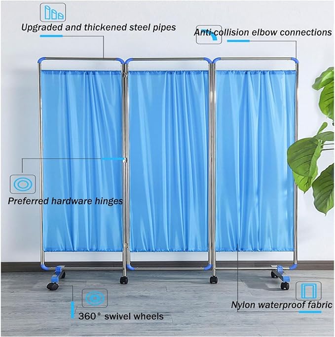 Portable Medical Room Divider with Nylon Fabric, 59" 78.7" 98.4" Freestanding Hospitals Privacy Screen Partition for Hospital Medical Clinic Lab Nursery Patient Ward Dividers(Brown,W78.7 xH70.9)