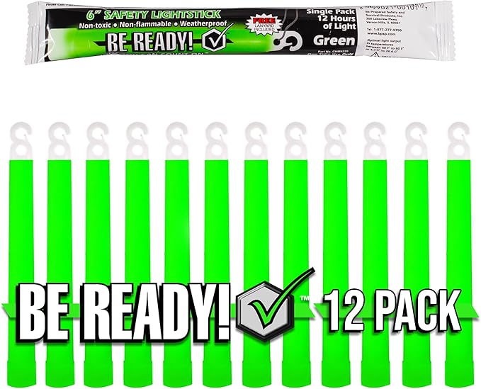 Be Ready - Industrial 12 Hour Illumination Emergency Safety Chemical Light Glow Sticks 12 Pack