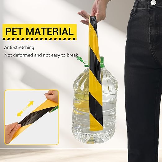 328 FT Black & Yellow Hazard Tape Warning Safety Stripe Tape for Floor Marking,Strong Adhesive Wear Resistance Warterproof Caution Tape Roll Ideal for Walls, Floors, Pipes and Equipment