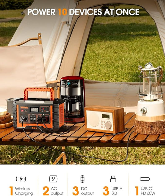 EBL 1000W Solar Generator with 200W Portable Solar Panel, Power Station 1000W, Backup Battery Pack - Solar Kit for RV/Van Camping, Outdoor Home Emergency