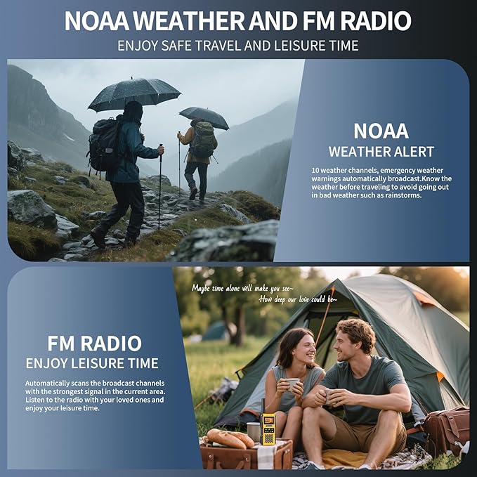 G1pro+ Waterproof Walkie Talkies Long Range for Adults, 2 Way Radios with USB-C Charging, NOAA Weather Alert, VOX, SOS & FM Radio，Hunting 4 Pack