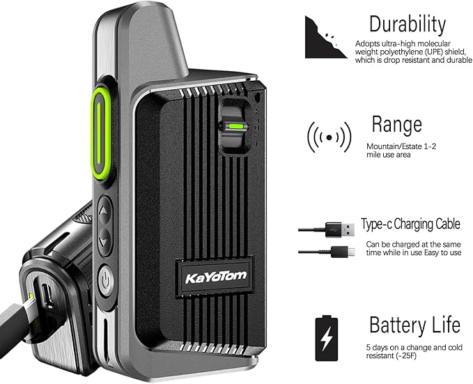 KaYoTom Walkie Talkies Long Range Rechargeable 2-Way Radios UHF Handheld Transceiver Walky Talky,Radio Handheld Waly Talky,Compact Suitable for Outdoor Sports,Team Activities(Black-Gray, 8)