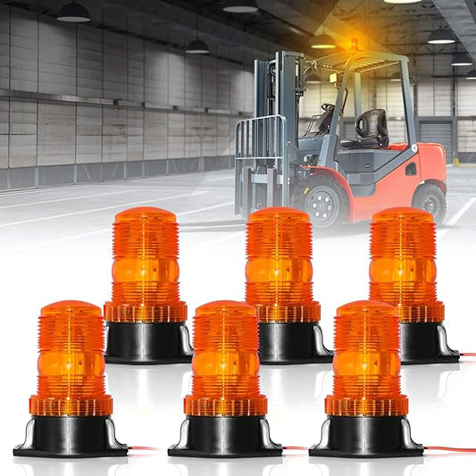30 LED Amber Forklift Strobe Light 30W Vehicle Roof Safety Beacon Light for 10-110V Mower, ATV, Trucks, Tractor, Golf Carts, UTV, Cars, Bus - 6 Pack