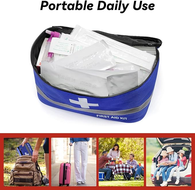 Faylapa Empty First Aid Bag for Home Outdoor Travel Car Camping Hiking, 10.2x5.5x5.5 inches Storage Bag Bag Portable Pouch