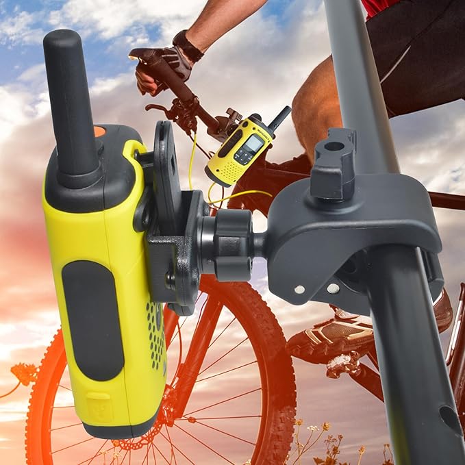 HYS Heavy-Duty Motorycle Walkie Talkie Mount - Bike Handheld Ham Radio Holder Handlebar Clamp (0.79-1.97inchs) - Universal Two Way Radio with Clip Holder Mount for Bike Motobike ATVs MTBs Golf carts
