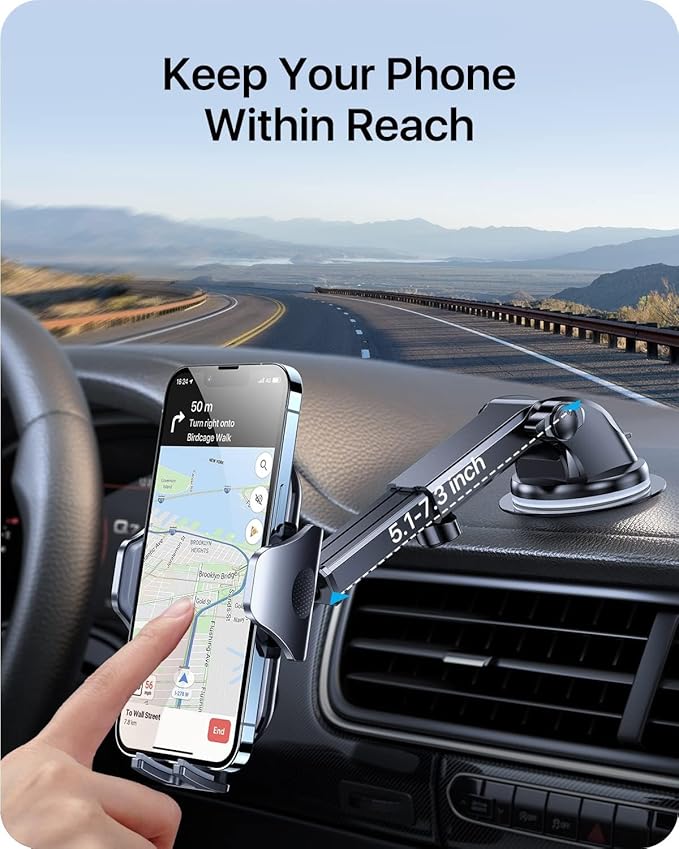 andobil Car Phone Holder, 2025 Military-Grade 89lbs Strongest Suction Phone Holders for Your Car Dashboard/Windshield/Vent Easy Clamp Car Phone Mount Stand for iPhone 17 16 15 14 13 Pro Max Samsung