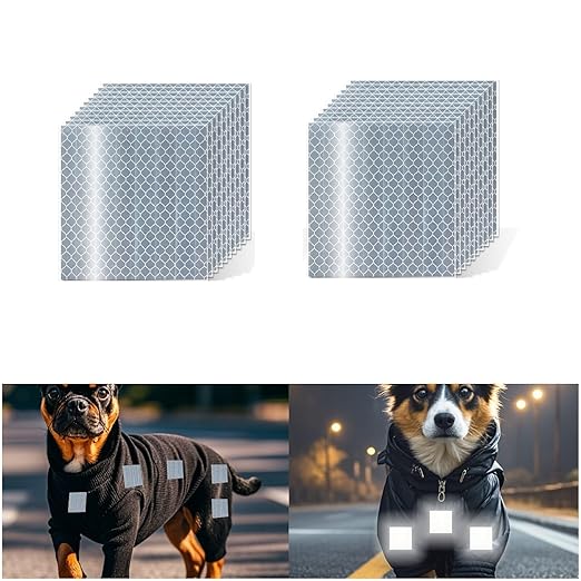 Non Fading White Reflective Stickers 3 inch X 3 inch, Outdoor Waterproof High Visibility Warning Safety Adhesive Reflector Tape (20 Pcs)