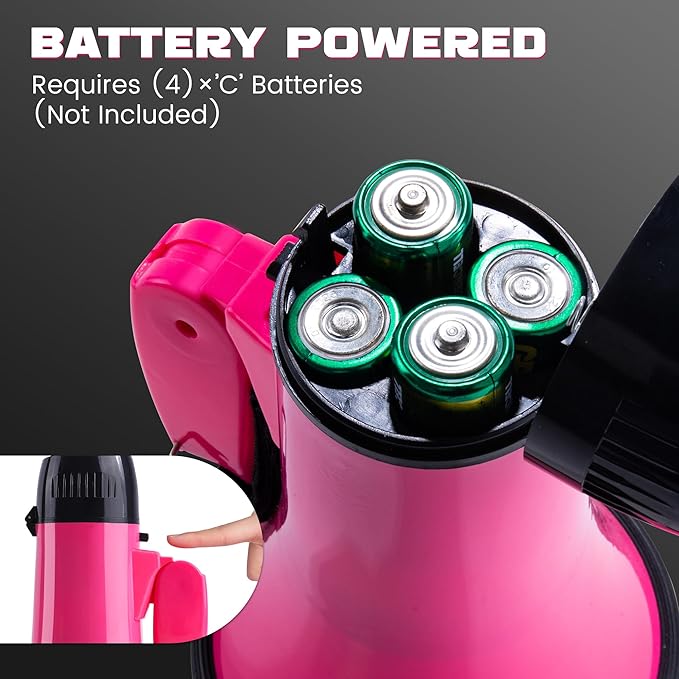 MyMealivos Portable Megaphone Bullhorn 20 Watt Power Megaphone Speaker Voice and Siren/Alarm Modes with Volume Control and Strap (Deeppink)…