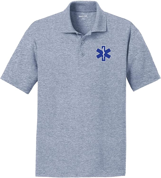 EMS Star of Life Logo Chest Print Textured Polo Shirt