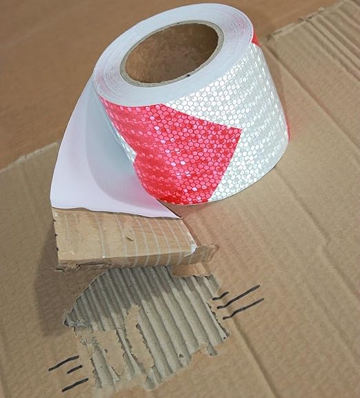 Reflective Tape Red White 3 inch Wide for Automobile, Outdoor Waterproof High Visibility Safety Warning Adhesive Strips (166 feet)