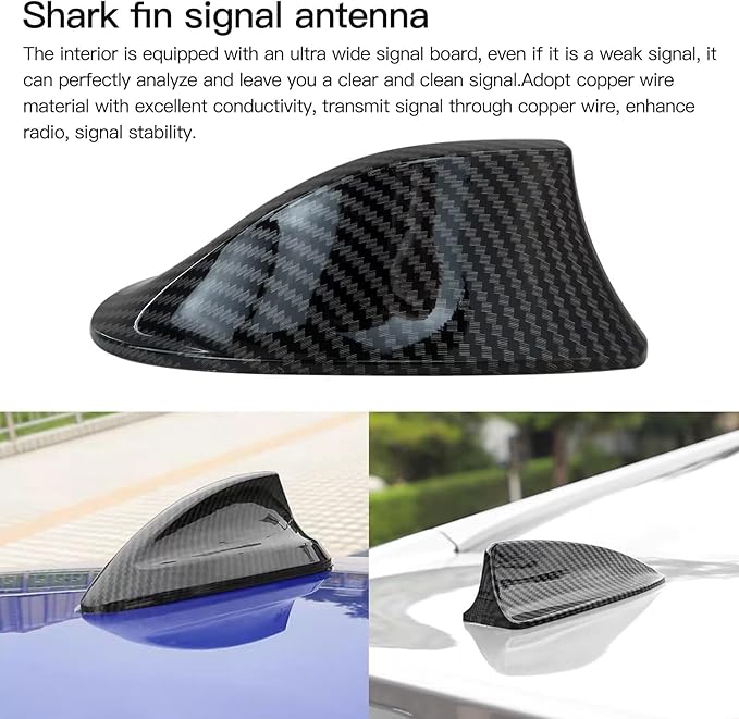 Car Roof AM FM Radio Shark Fin for 2017 Audi Q3 S Line Sport Utility 4-Door 1.4L 1395CC 85Cu. in. l4 Gas DOHC Turbocharged Antenna Aerial Cover Carbon Fiber Functional