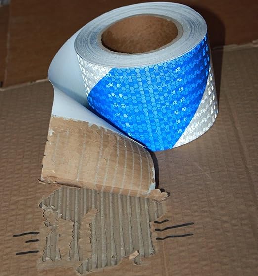 Reflective Tape Blue White 4 inch Wide for Truck, Outdoor Waterproof High Visibility Safety Warning Adhesive Strips (66 feet)