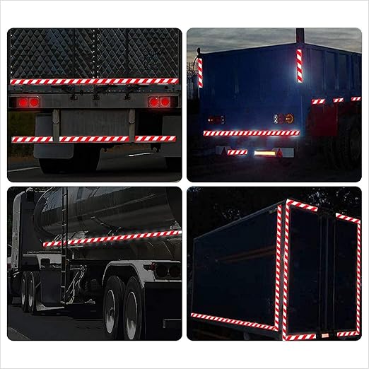Reflective Tape, Waterproof Self Adhesive Dot Reflective Tape Outdoor Safety Caution Reflector for Trailers, Bikes, Cars（Red White, 4 Inch x 32.8 Feet）