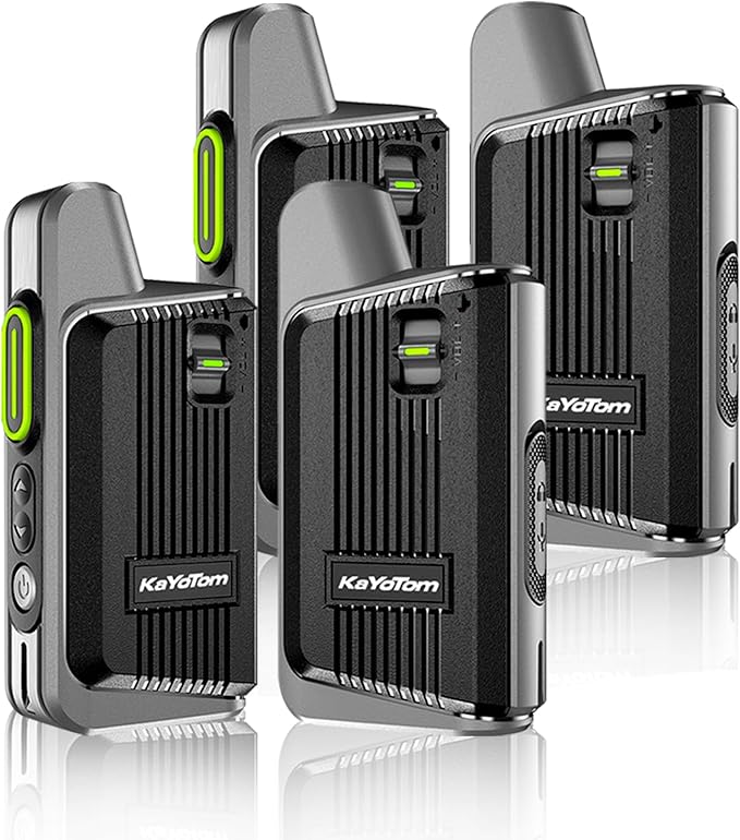 KaYoTom Walkie Talkies Long Range Rechargeable 2-Way Radios UHF Handheld Transceiver Walky Talky,Radio Handheld Waly Talky,Compact Suitable for Outdoor Sports,Team Activities(Black-Gray, 4)