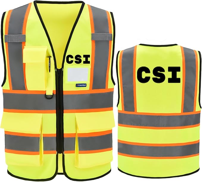 AYKRM Security Vest for Men Women 7 Pockets High Visibility Reflective Safety Vest Front Zipper Meets ANSI/ISEA