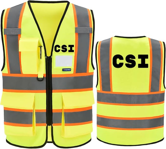 AYKRM Security Vest for Men Women 7 Pockets High Visibility Reflective Safety Vest Front Zipper Meets ANSI/ISEA