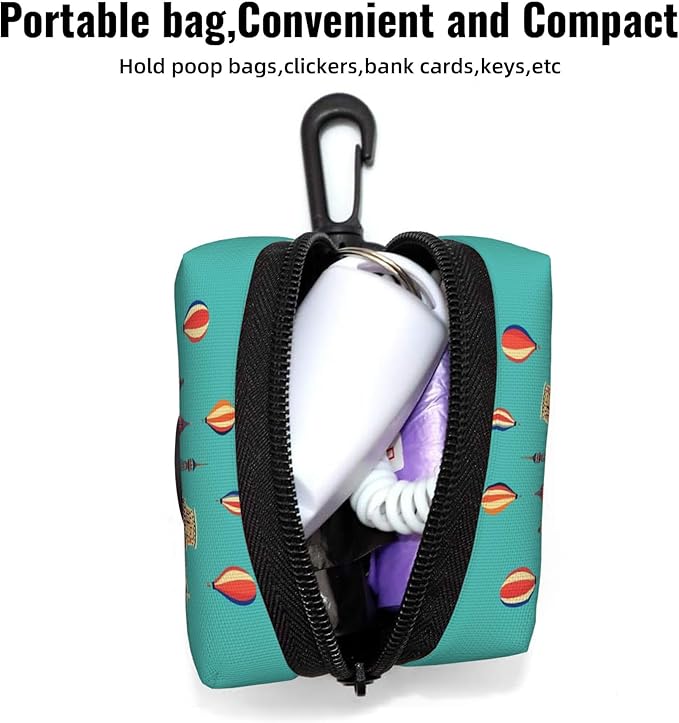 Let's go Travel Pattern Dog Poop Bag Holder for Leash Dogs Waste Bags with Carabiner Clip Pet Waste Bag for Outdoor Puppy Walking and Travel