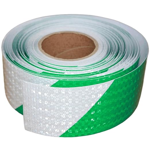 Reflective Tape Green White 3 inch Wide for Automobile, Outdoor Waterproof High Visibility Safety Warning Adhesive Strips (166 feet)