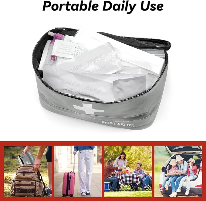 Faylapa Empty First Aid Bag for Home Outdoor Travel Car Camping Hiking, 10.2x5.5x5.5 inches Storage Bag Bag Portable Pouch