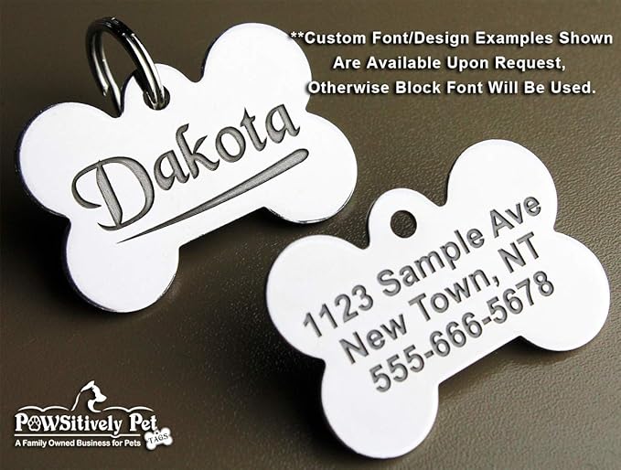 Stainless Steel Custom DEEP Engraved Pet ID Tags Personalized Front/Back Dog Tags for Dogs and Cats - Military Dog Tag 7/8" x1-1/2 (1-Side Engraving)