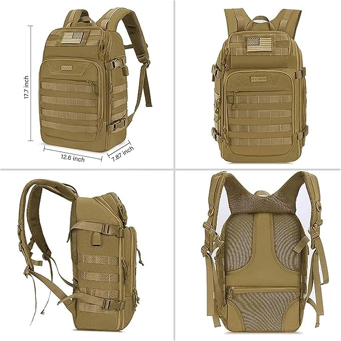 MOSISO 30L Military Tactical Backpack for Men, Army Backpack Military Daypack 3 Day Assault Pack Hiking Rucksack Bug Out Bag, Khaki
