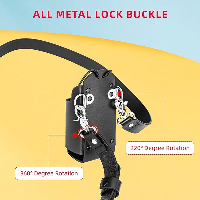 Zeadio Leather Universal Radio Holster, Heavy Duty Radio Pouch Holder with Anti-Sway Radio Strap for Kenwood Motorola Baofeng Two Way Walkie Talkies