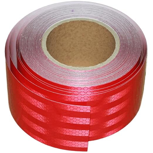 Industrial Non Fading Reflective Tape Red Outdoor Waterproof 3 inch, High Visibility Safety Warning Adhesive Stickers (66 feet)