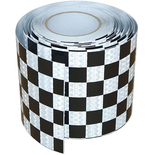 Reflective Tape Black White 6 inch Wide for Bikes, Outdoor Waterproof High Visibility Safety Warning Adhesive Strips (66 feet)