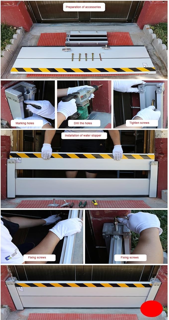 Flood Barriers for Doors, Aluminum Water Blocker Reusable Flood Protection Barriers for Garage Door/Basement, Easy to Install AFGZQ (Color : H 2.6ft/0.8m, Size : L 150cm(4.9ft))