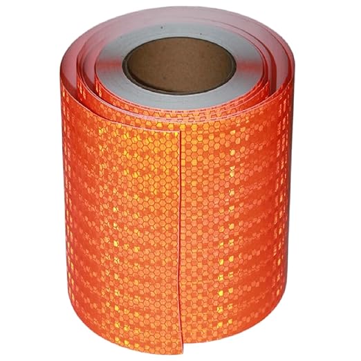 Industrial Reflective Tape Orange 8 inch Wide, Outdoor Waterproof High Visibility Safety Warning Adhesive Reflector Strips (66 feet)