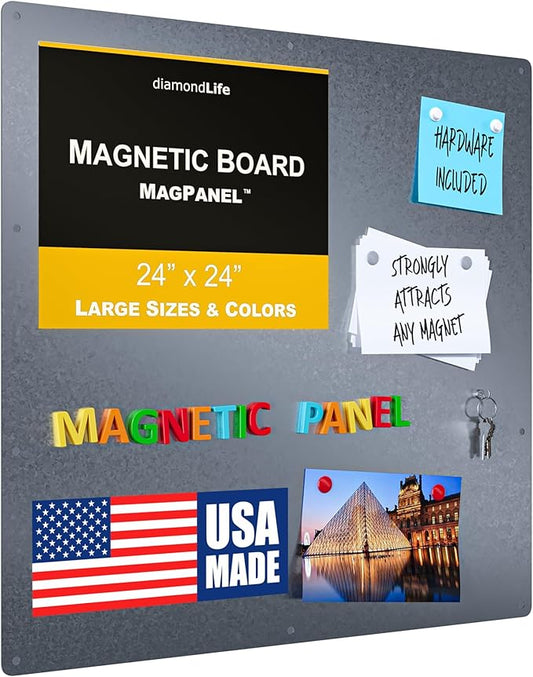 24"x24" - Magnetic Board - Memo & Vision Board for Home, Office, and Classroom - Magnet Board for Kids - Pre-drilled Mounting Screws Included
