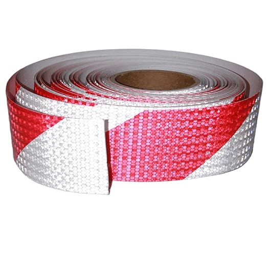 Reflective Tape Red White 3 Inch x 168 Feet, Outdoor Waterproof Conspicuity Strong Adhesive Reflector for Vehicles