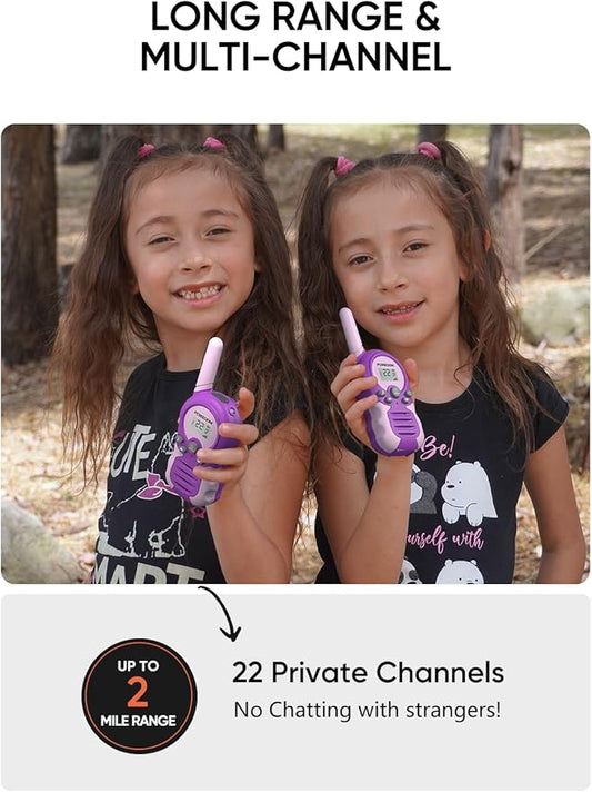 FOREDOM Rechargeable Walkie Talkies for Kids Walkie Talkies Long Range for Boy & Girl Age 3 to 12 Year Old Birthday Toys - 2 Pack