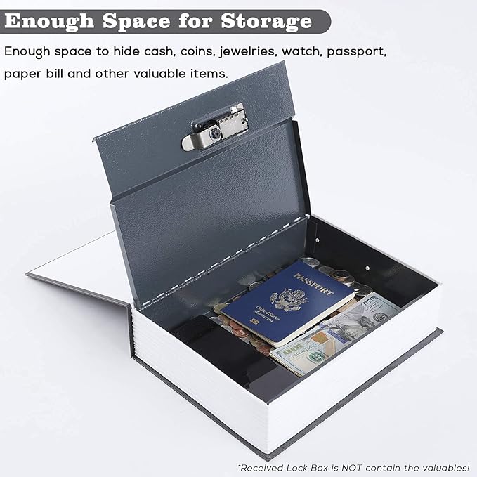 KYODOLED 10.5Inch Diversion Book Safe with Combination Lock, Extra Large Safe Secret Hidden Metal Lock Box,Money Hiding Box,Collection Box,10.5" x 7.8" x 2.6" Black Extra Large