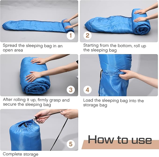 Tranqun 10 Pcs Sleeping Bags Bulk for Adults Sleeping Bag Liner Cold Weather 4 Seasons Camping Gear Equipment Lightweight Waterproof for Homeless Charity Hiking Travel, 5 Color