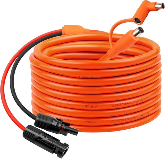 40FT Solar Panel Connectors to DC 8mm Adapter Cable, 12AWG+14AWG Solar Cable Cord with DC8020/7909,Compatible with Jackery, Anker,GZ Yeti,BLUETT Portable Power Statio,Solar Generator