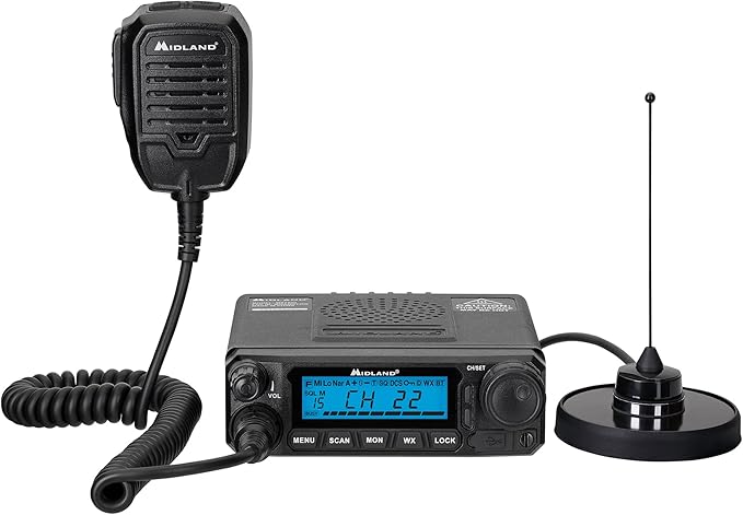 Midland® MXT500 50-Watt GMRS Mobile Radio - for Farms, Ranches, Overlanding, Trails, and Off-Roading - 8 Repeater Channels, Compact Design, External Magnetic Mount, 2.1dB Unity Gain Antenna