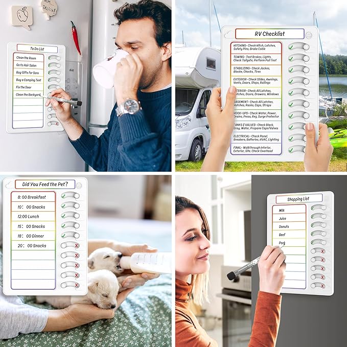 Chore Chart for Kids Dry Erase Chore Board ADHD Tools for Kids to Do List Checklist Task Board Routine Chart Planning Board for Fridge with 10 Sliders and Magnetic Marker, White and Rainbow, 1 Pack