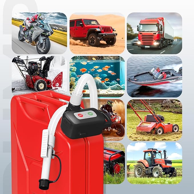 Rechargeable Fuel Transfer Pump with Auto Stop Sensor, Fast 3.2 GPM Flow Gas Can Pump Portable Fuel Pump, Lithium-Ion Battery Gas Transfer Pump for Oil, Diesel, Gasoline, Black