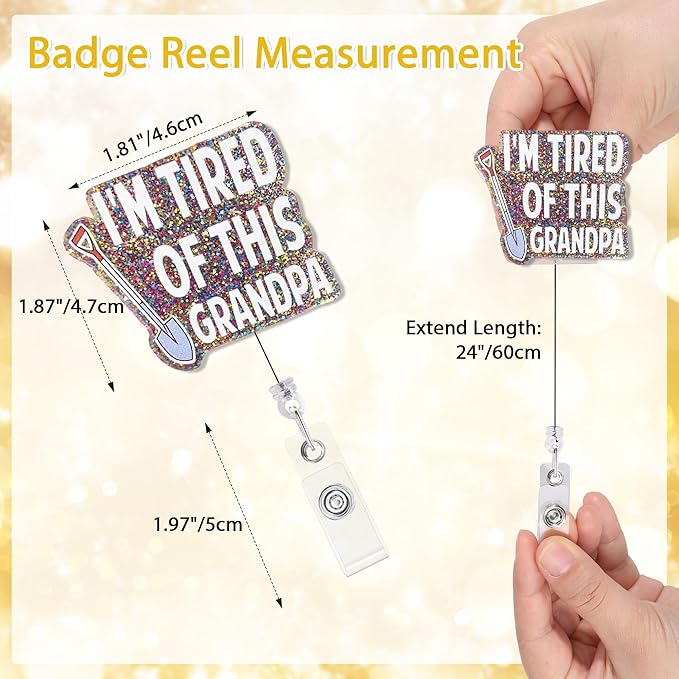 I'm Tired of This Grandpa Badge Reel with Alligator Clip Funny ID Badge Holders Cute RN LPN CNA MA PCT Badge Buddy Healthcare Medical Students Nurse Accessories for Work